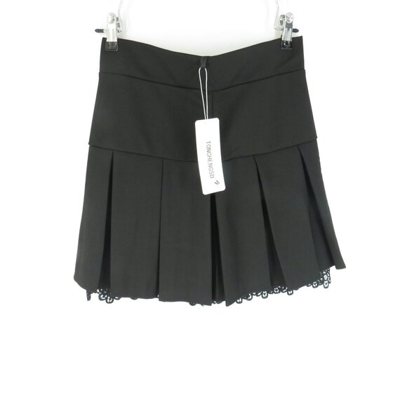 Tonchengsd Women's Black Pleated Skort With Lace Trim Medium NWT - Picture 1 of 4